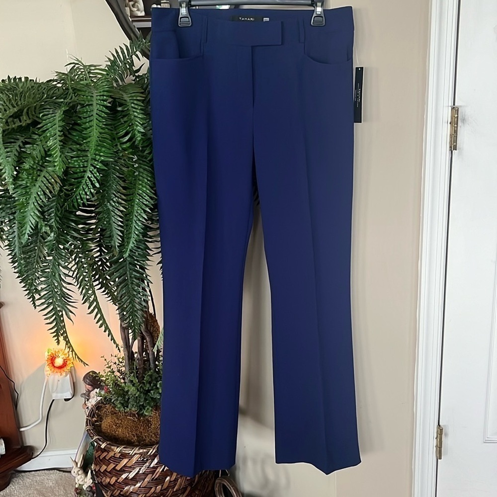 Brand New Tahari Comet Blue Trousers Dress Pants Office Business Casual Pockets